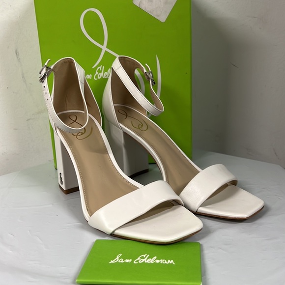 NIB- Sam Edelman Women's Daniella Strappy Block-Heel Sandals, White Leather - 9M - Picture 5 of 14